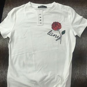 LANY Merch ❤️ white shirt with tie bottom NWT